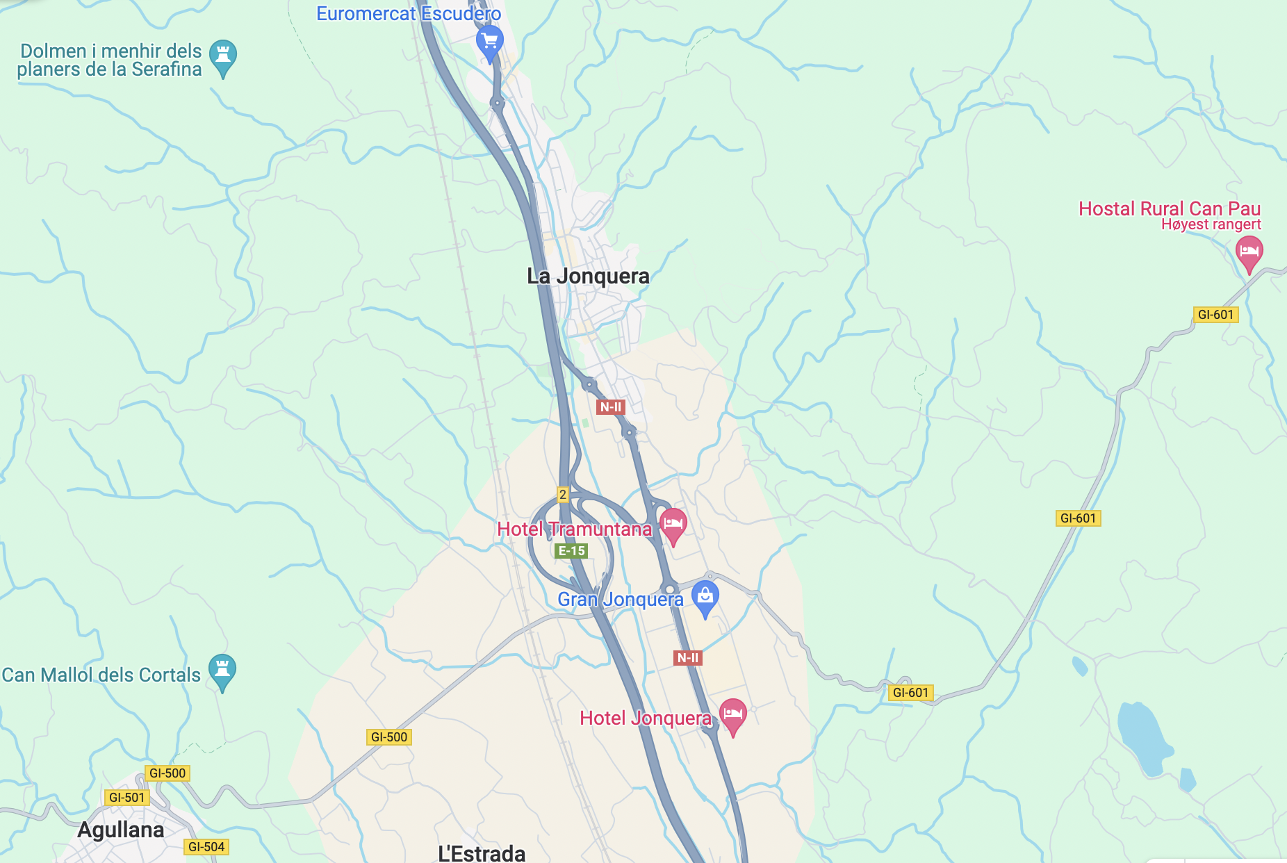 Kartet viser det enorme området med butikker, hoteller og restauranter og annet servicetilbud